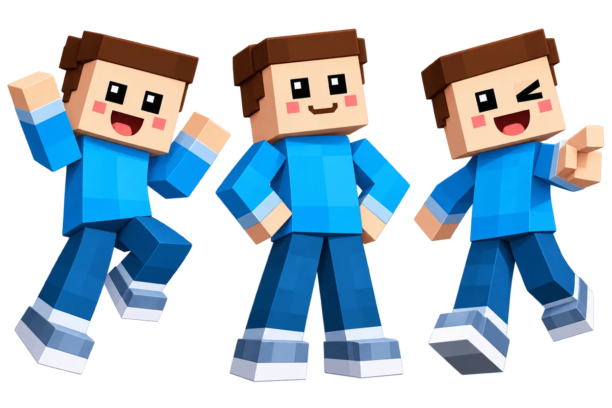BuildMyPlanet explorers waving, posing and winking